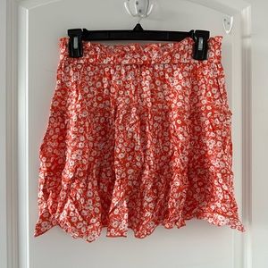 Orange flower ruffle skirt